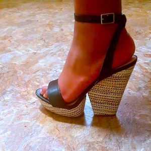 Black wedge sandals